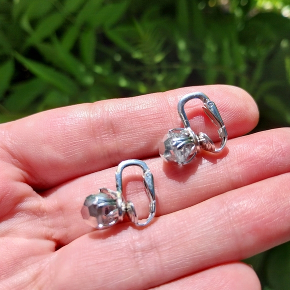 Sherman Faceted Silver Clip-On Earrings - Picture 8 of 12